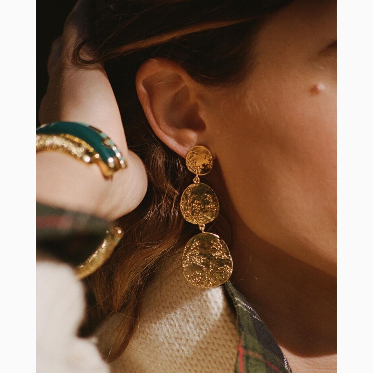 Aurélie Bidermann gold plated 3 tier Hermione earrings