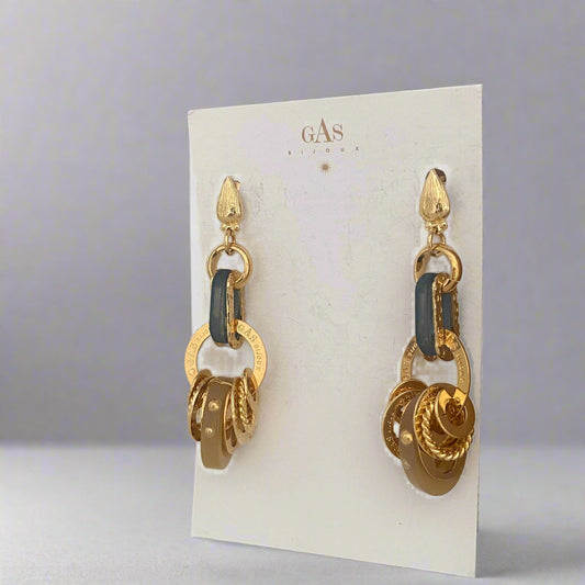 Gas Bijoux Prato earrings, crafted in 24K gold-plated brass and featuring a mix of beads for a bi-material effect.
