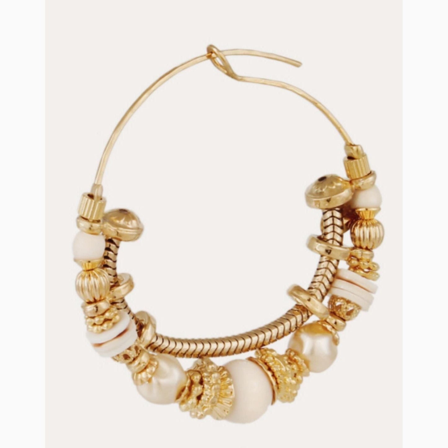 Introducing the captivating Gas Bijoux Comedia serti gold hoops, exquisite gold-plated earrings adorned with sparkling gemstones and golden beads.