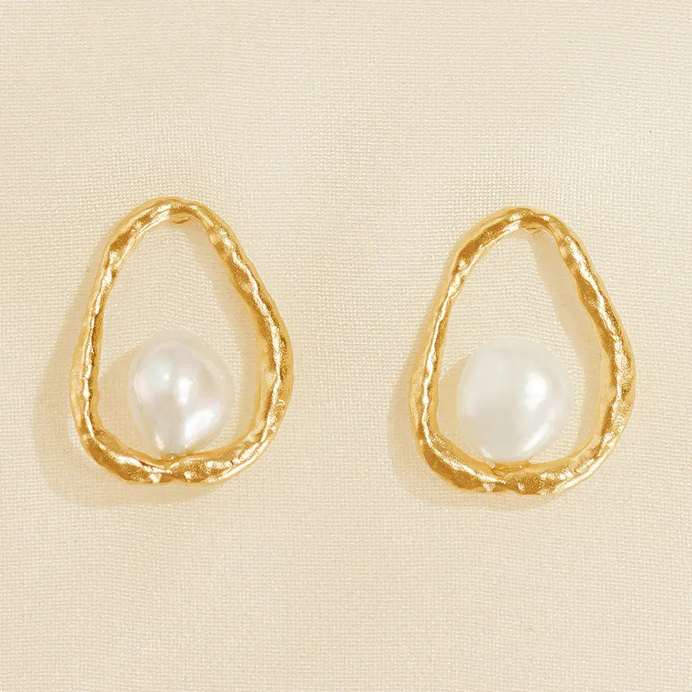 AGAPEE OSTUNI GOLD PEARL EARRINGS