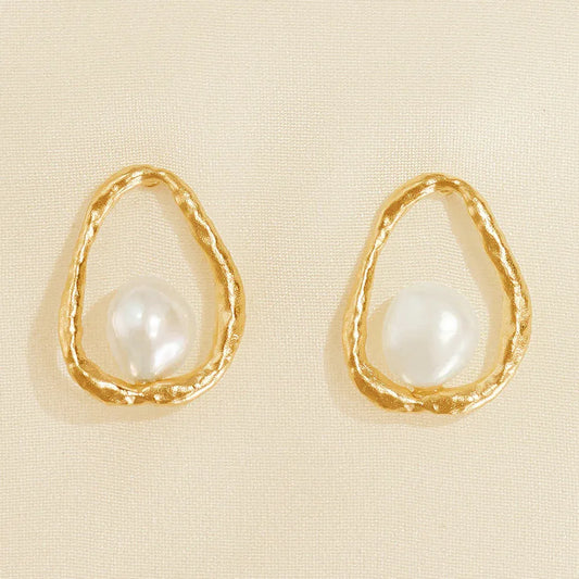 AGAPEE OSTUNI GOLD PEARL EARRINGS